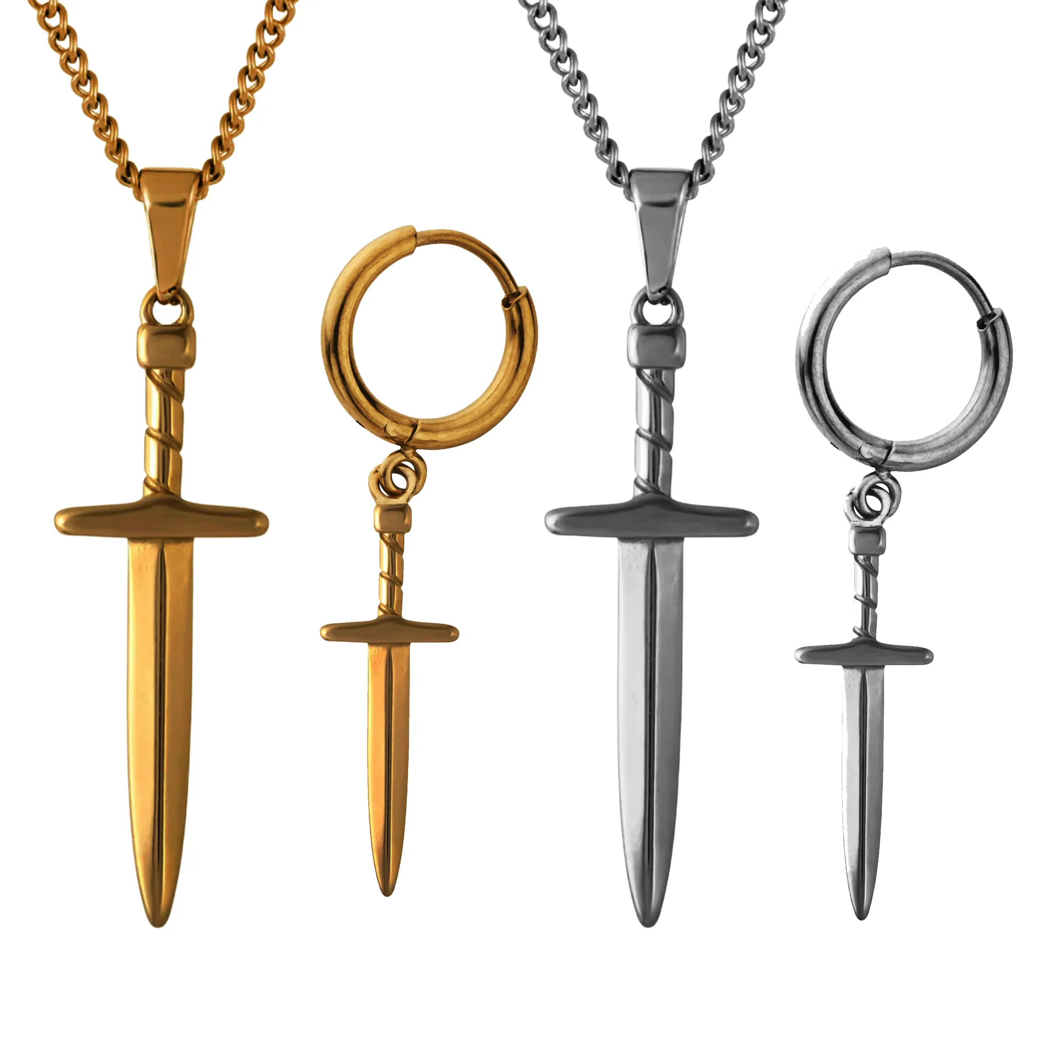 Sword Pendant Necklace Earring Set