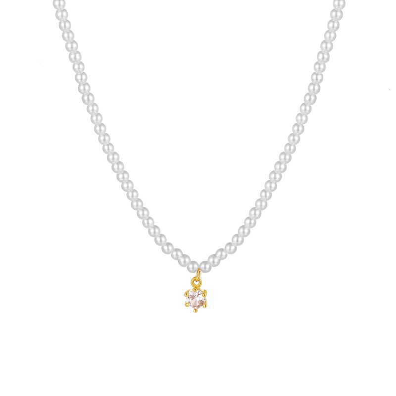 Diamond Pendant Pearl Necklace