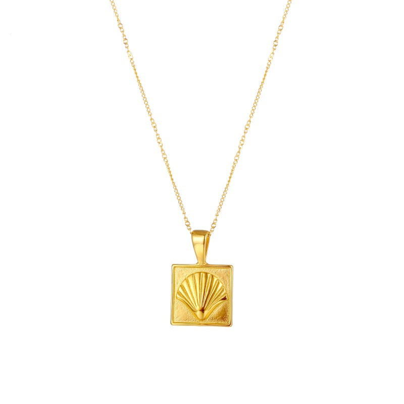 Square Shaped Shell Pendant Necklace