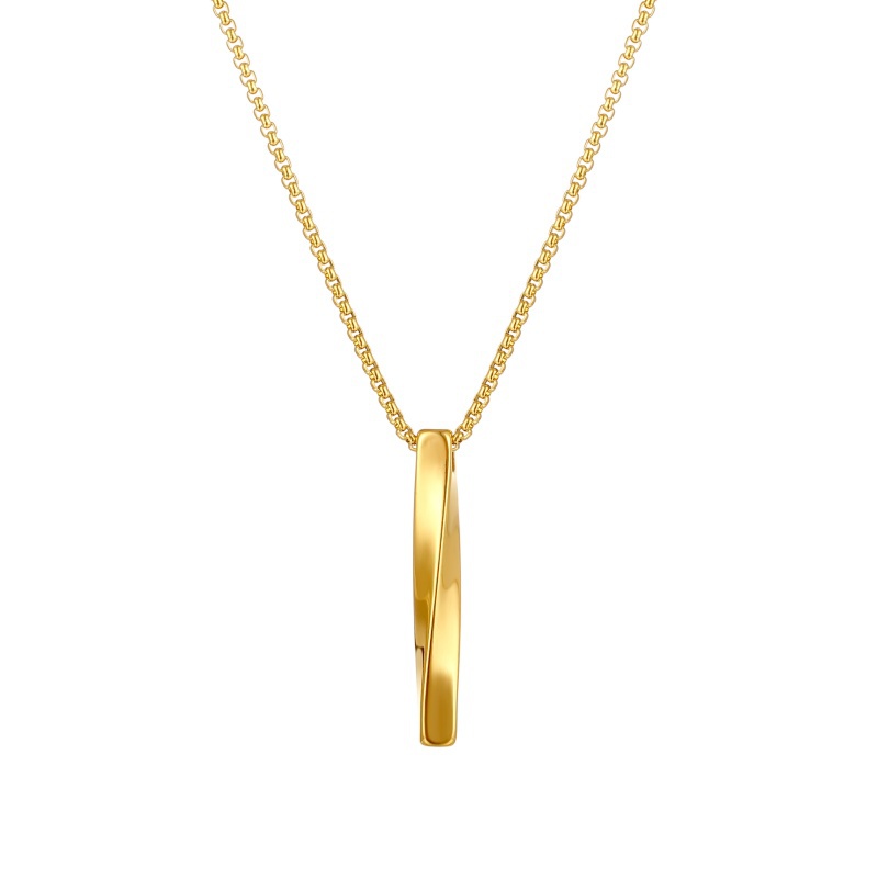 Golden Bar Shape Pendant Necklace