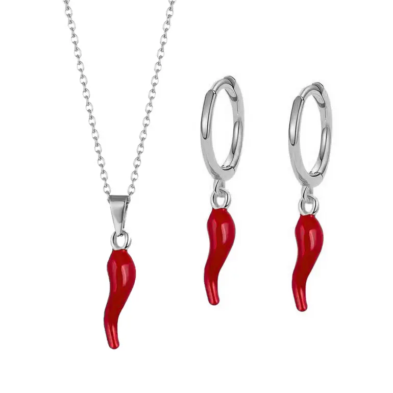 Chili Necklace Earring Jewelry Set