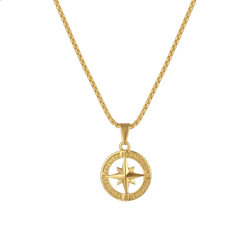 stainless steel compass necklace