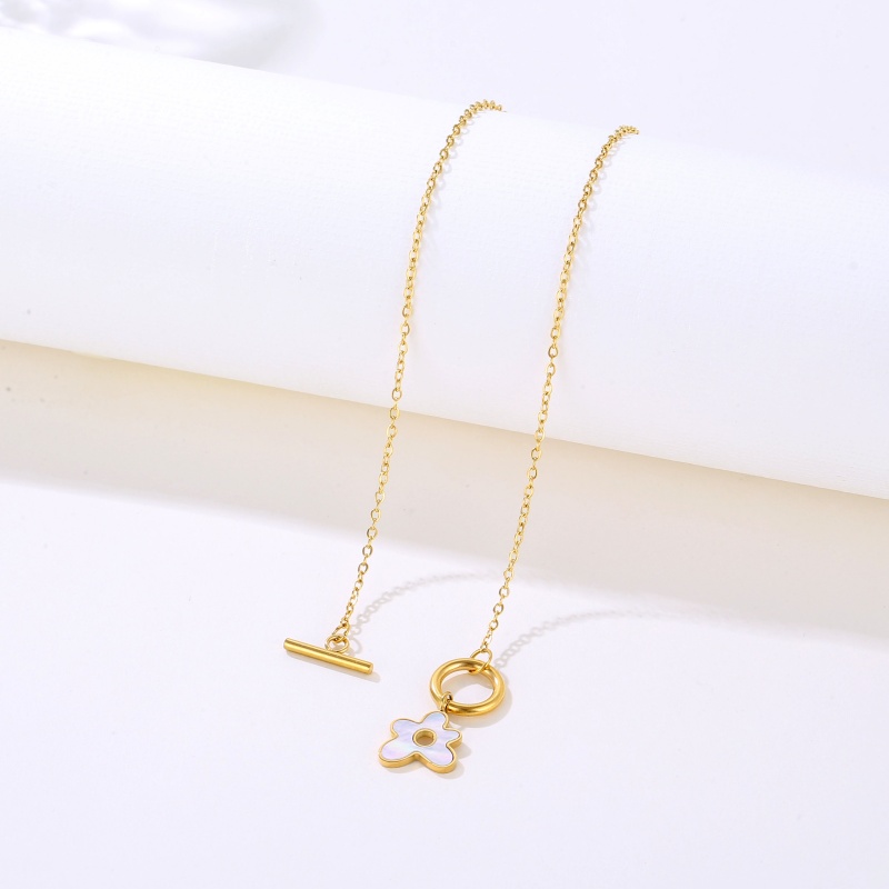 White Flower Gold Plated Necklace