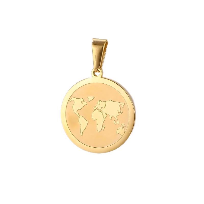 Round World Map Pendant