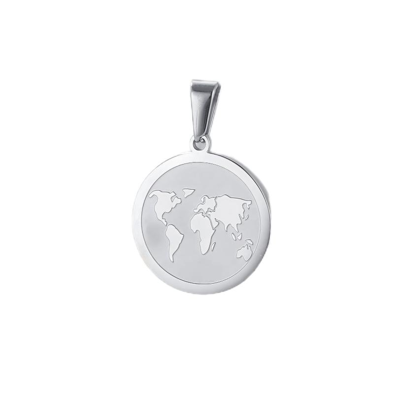 Factory World Map Stainless Steel Pendant