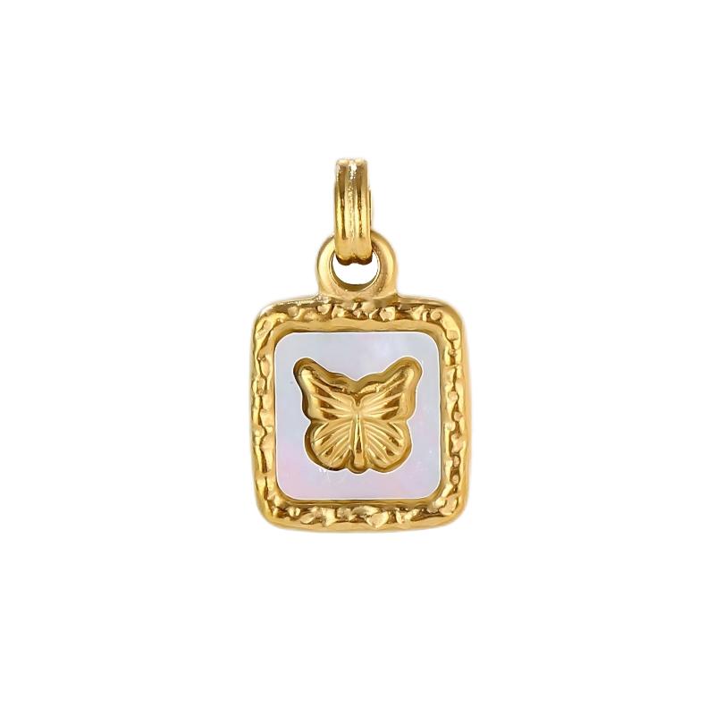 Butterfly Square 18K Gold Plated Pendant