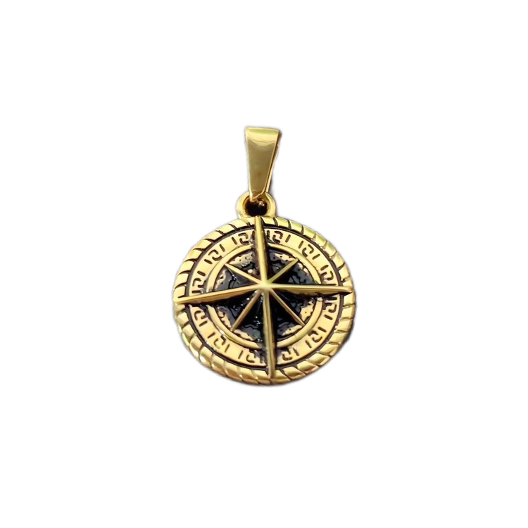 Gold Plated Compass Pattern Pendant