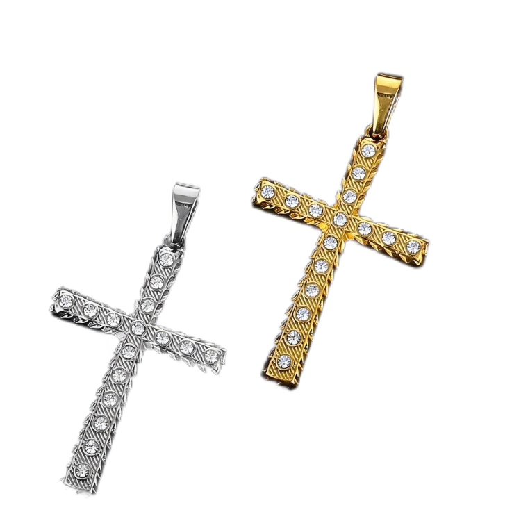 Diamond Inlaid Cross Pendant