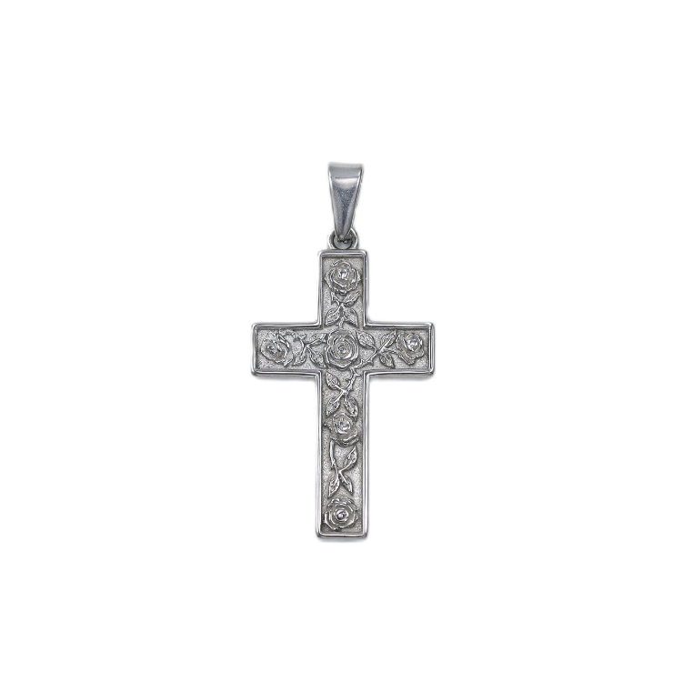 Gold Silver Rose Cross Pendant