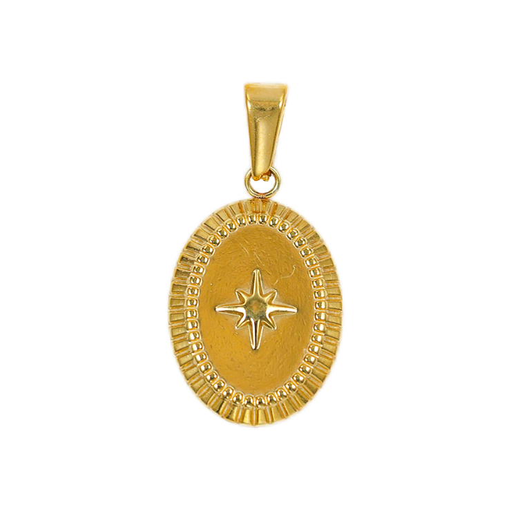 18K Gold Plated  Oval Star Pendant