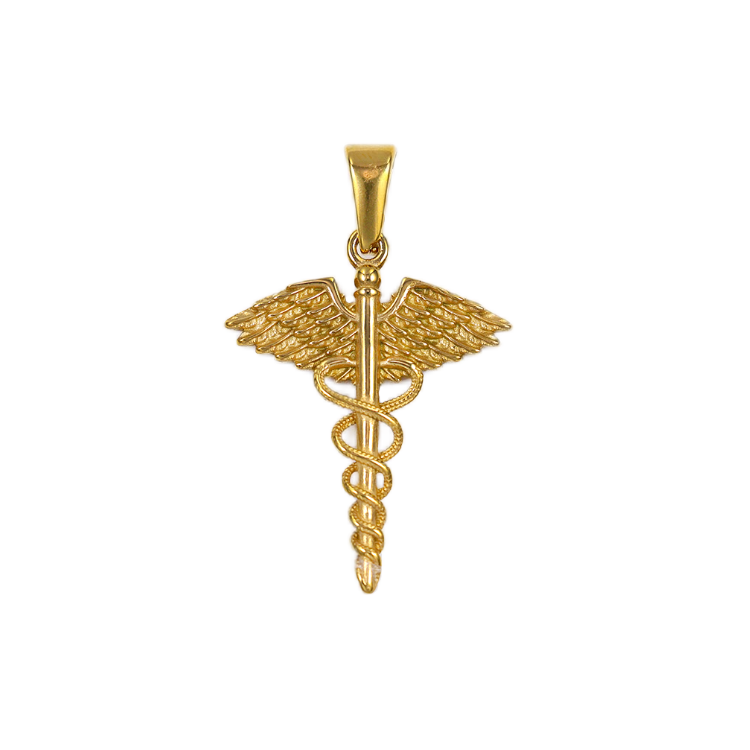 Wing Snake Scepter Gold Plated Pendant