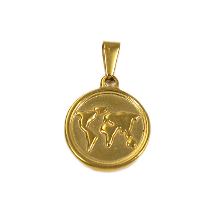 Round World Map Pendant