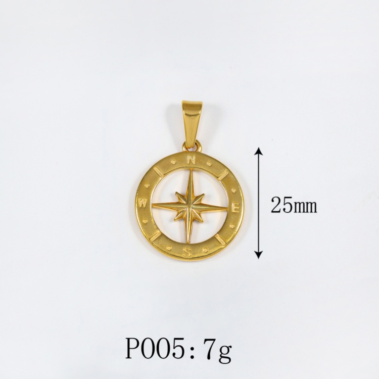 Compass Hollow Round Pendant