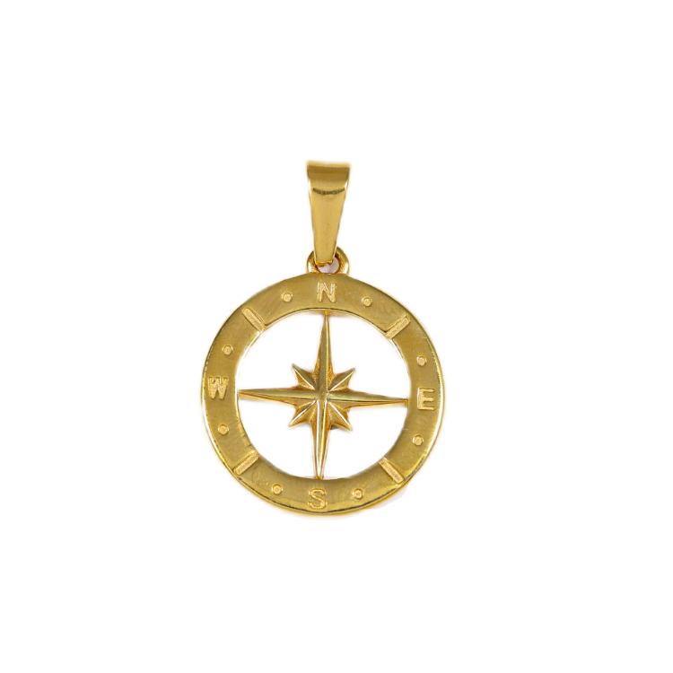 Compass Hollow Stainless Steel Pendant